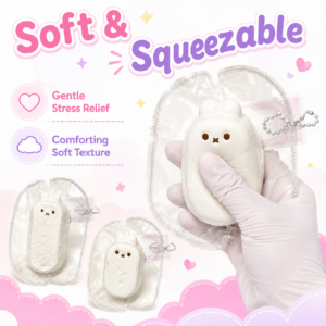 🐰🤍 White Bunny Ear Squishy Toy – Cute Animal Fidget Collectible
