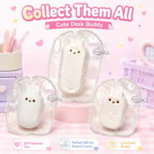 🐰🤍 White Bunny Ear Squishy Toy – Cute Animal Fidget Collectible