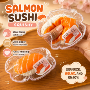 🍣🍥 Salmon Nigiri Sushi Squishy Toy – Realistic Cute Fidget Sushi