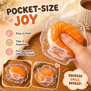 🍣🍥 Salmon Nigiri Sushi Squishy Toy – Realistic Cute Fidget Sushi