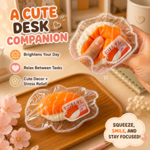 🍣🍥 Salmon Nigiri Sushi Squishy Toy – Realistic Cute Fidget Sushi