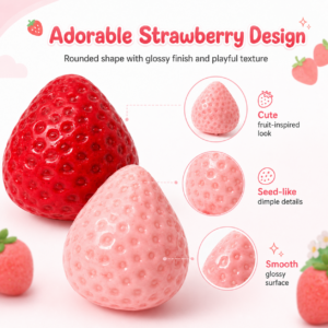 🍓 Strawberry Squishy Toy – Kawaii Cream-Topped Fidget Collectible