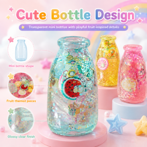 🍓🍋 Pastel Fruit Glitter Bottle – Sparkly Squeeze Fidget Toy