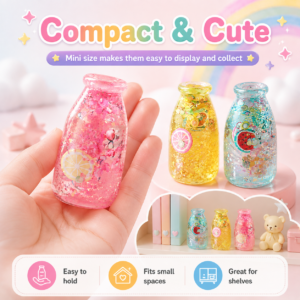 🍓🍋 Pastel Fruit Glitter Bottle – Sparkly Squeeze Fidget Toy