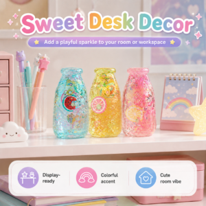 🍓🍋 Pastel Fruit Glitter Bottle – Sparkly Squeeze Fidget Toy