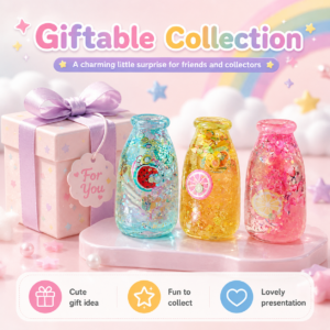 🍓🍋 Pastel Fruit Glitter Bottle – Sparkly Squeeze Fidget Toy