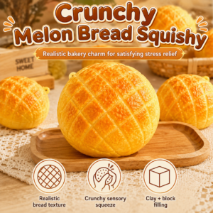 🍞🧡 Realistic Pineapple Bun Stress Relief Squeeze Toy