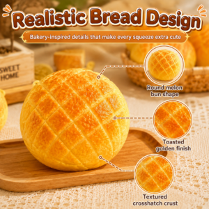 🍞🧡 Realistic Pineapple Bun Stress Relief Squeeze Toy