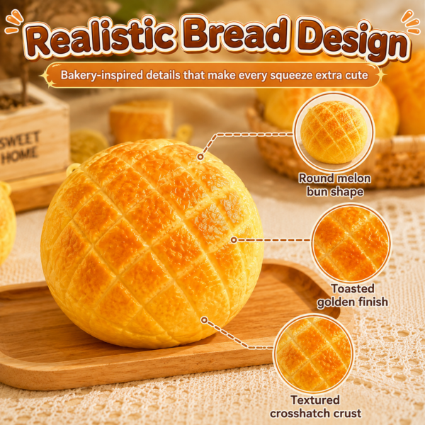 🍞🧡 Realistic Pineapple Bun Stress Relief Squeeze Toy