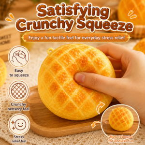 🍞🧡 Realistic Pineapple Bun Stress Relief Squeeze Toy