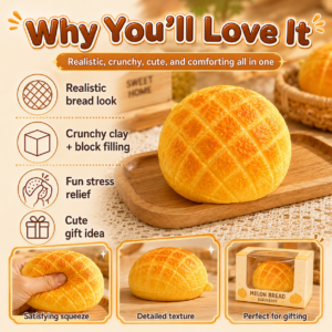 🍞🧡 Realistic Pineapple Bun Stress Relief Squeeze Toy