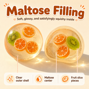 6-Style Transparent Fruit Squishy Ball Collection – Kiwi, Lemon, Mixed Fruit, Watermelon, Strawberry & Orange Sensory Squeeze Toys, Cute Stress Relief Fidget Balls