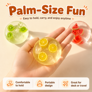 6-Style Transparent Fruit Squishy Ball Collection – Kiwi, Lemon, Mixed Fruit, Watermelon, Strawberry & Orange Sensory Squeeze Toys, Cute Stress Relief Fidget Balls