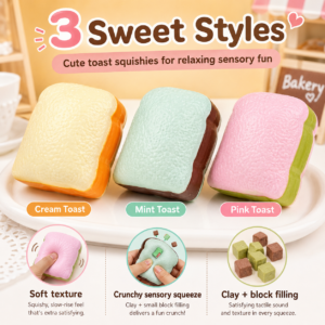 🍞 Toast Bread Squishy Toy – Soft Textured Fidget & Collectible