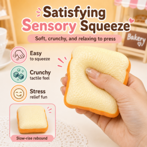🍞 Toast Bread Squishy Toy – Soft Textured Fidget & Collectible