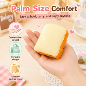 🍞 Toast Bread Squishy Toy – Soft Textured Fidget & Collectible