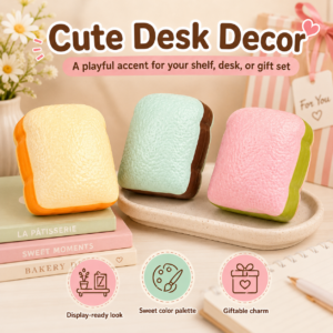 🍞 Toast Bread Squishy Toy – Soft Textured Fidget & Collectible