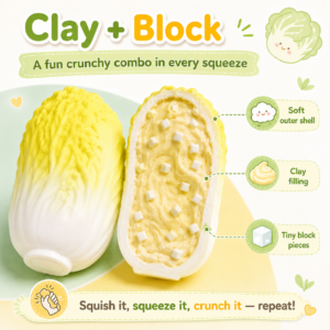 🥬✨ Handmade Cabbage Ball Toy – Kawaii Pastel Squeeze Fidget Collectible