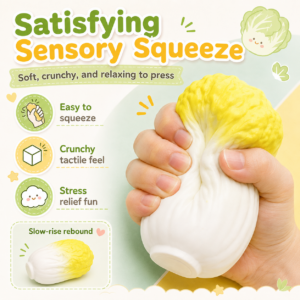 🥬✨ Handmade Cabbage Ball Toy – Kawaii Pastel Squeeze Fidget Collectible