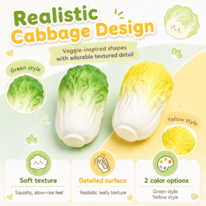 🥬✨ Handmade Cabbage Ball Toy – Kawaii Pastel Squeeze Fidget Collectible