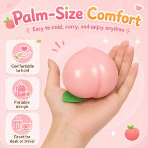 🍑 Peach-Shaped Squishy Toy – Glossy Pink Kawaii Squeeze Toy