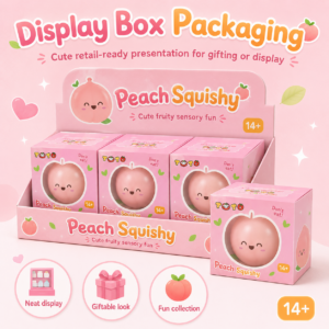 🍑 Peach-Shaped Squishy Toy – Glossy Pink Kawaii Squeeze Toy