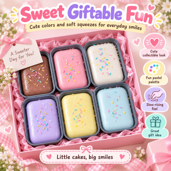 🍰🍓 Pastel Dessert Squishy Cakes – Food-Themed Fidget Toy Wholesale
