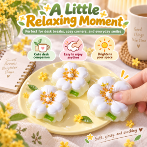 🌸🍡 Flower-Shaped Chinese Food Squishy Toy - Kawaii Fidget Collectible