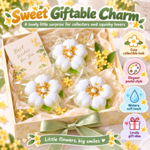 🌸🍡 Flower-Shaped Chinese Food Squishy Toy - Kawaii Fidget Collectible