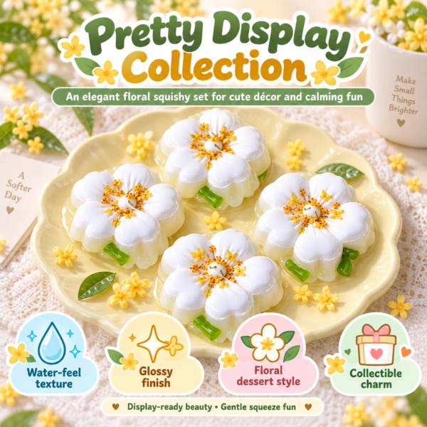 🌸🍡 Flower-Shaped Chinese Food Squishy Toy - Kawaii Fidget Collectible