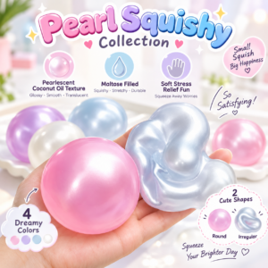 🟣🔵 Pearlescent Pastel Squeeze Balls – Round & Animal Squishy Fidget Assortment