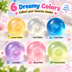 🌈✨ 6-Piece Colorful Translucent Round Ball Set in Metal Tray