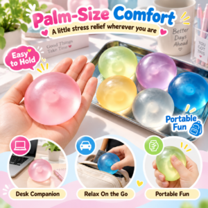 🌈✨ 6-Piece Colorful Translucent Round Ball Set in Metal Tray