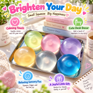 🌈✨ 6-Piece Colorful Translucent Round Ball Set in Metal Tray