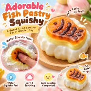🐟🍡 Taiyaki Squishy Toy – Kawaii Food Fidget Collectible