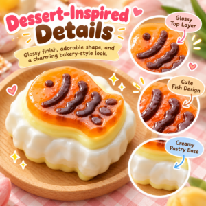 🐟🍡 Taiyaki Squishy Toy – Kawaii Food Fidget Collectible