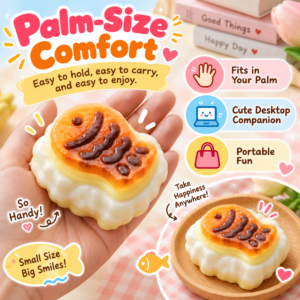 🐟🍡 Taiyaki Squishy Toy – Kawaii Food Fidget Collectible