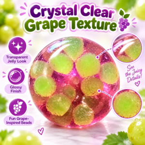 🍇 Translucent Green Sphere Squishy Ball | Grape Purple Squishy Toy
