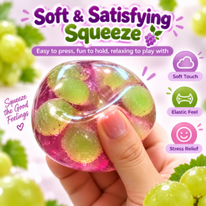 🍇 Translucent Green Sphere Squishy Ball | Grape Purple Squishy Toy