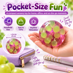 🍇 Translucent Green Sphere Squishy Ball | Grape Purple Squishy Toy