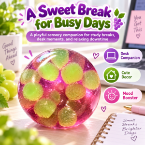 🍇 Translucent Green Sphere Squishy Ball | Grape Purple Squishy Toy