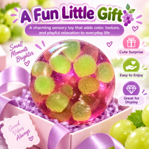 🍇 Translucent Green Sphere Squishy Ball | Grape Purple Squishy Toy