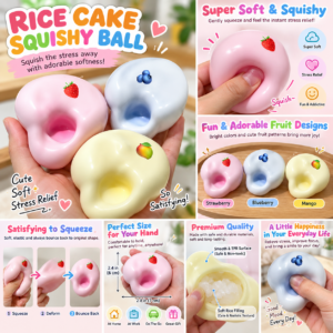🍓✨ Cute Fruit-Themed Squishy Ball – Kawaii Pastel Squeeze Toy