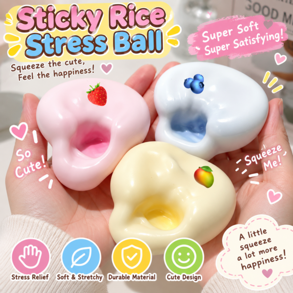 🍓✨ Cute Fruit-Themed Squishy Ball – Kawaii Pastel Squeeze Toy