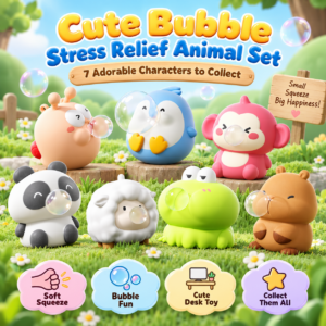 🐧🫧 Animal Bubble Squishy Toy – Cute Pastel Collectible Squeeze Fidgets