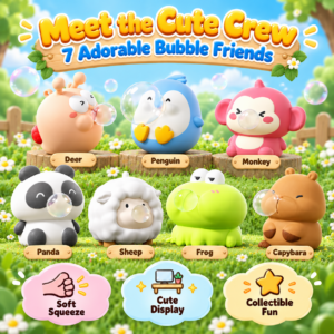 🐧🫧 Animal Bubble Squishy Toy – Cute Pastel Collectible Squeeze Fidgets