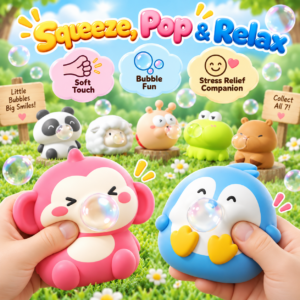 🐧🫧 Animal Bubble Squishy Toy – Cute Pastel Collectible Squeeze Fidgets