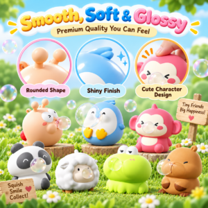 🐧🫧 Animal Bubble Squishy Toy – Cute Pastel Collectible Squeeze Fidgets