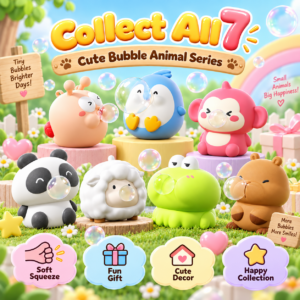 🐧🫧 Animal Bubble Squishy Toy – Cute Pastel Collectible Squeeze Fidgets