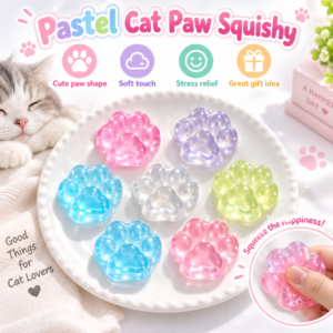 🐾 Cat Paw Squishy Toy – Glitter & Confetti Kawaii Fidget Squishies